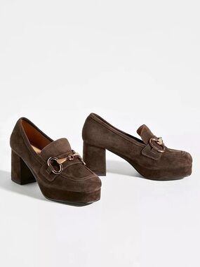 Bibi Lou Brown Loafer Heels